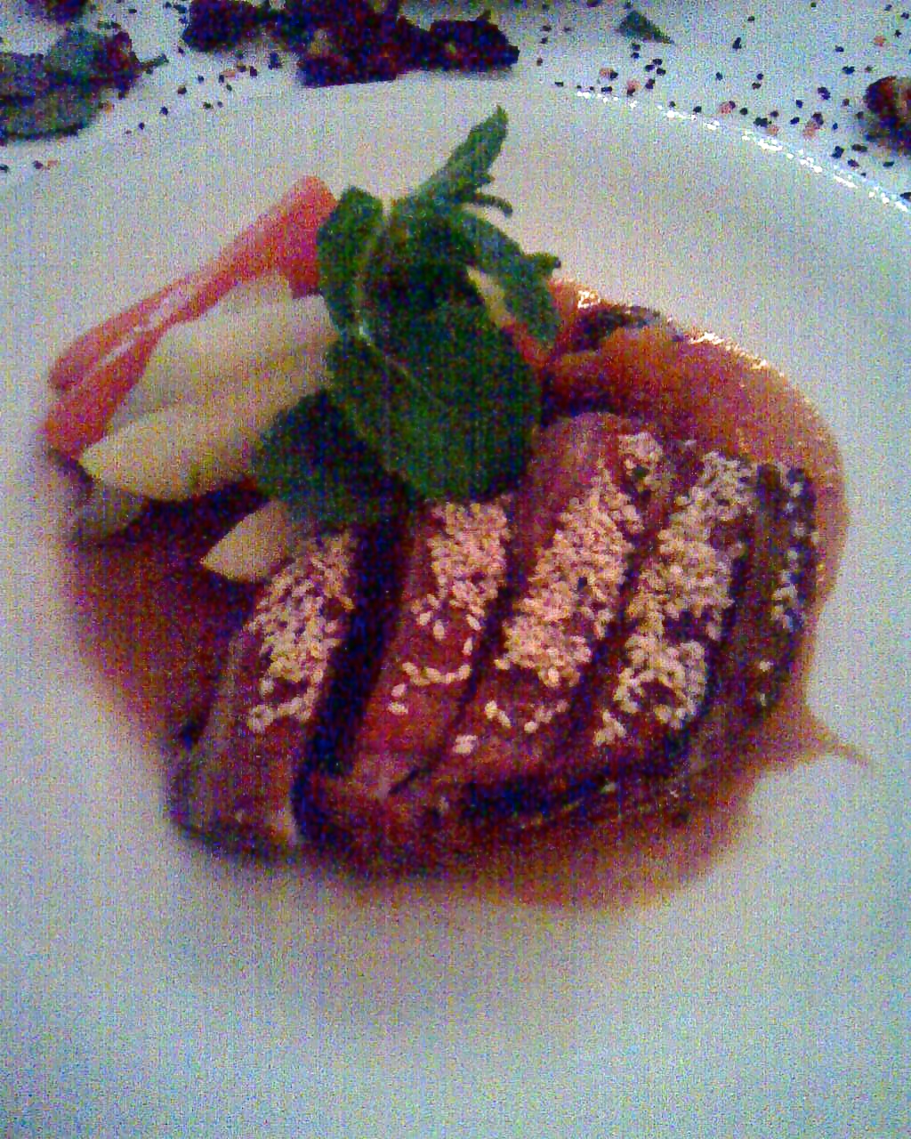 Ente in Pflaumen-Aprikosen Sauce. Mit Sesam.