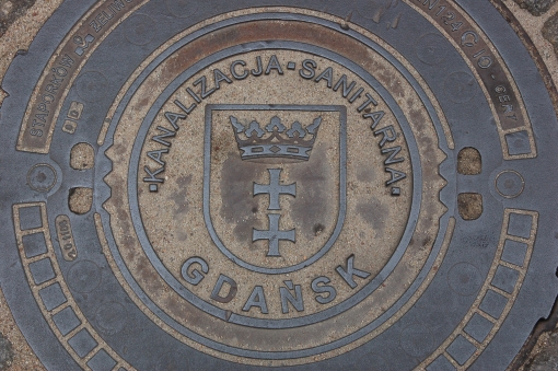 Gullydeckel mit dem Danziger Stadtwappen