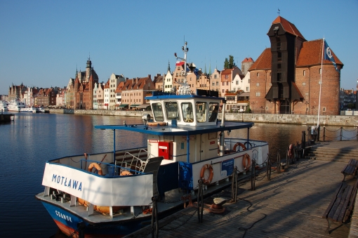 Panorama an der Mottlau mit Krantor